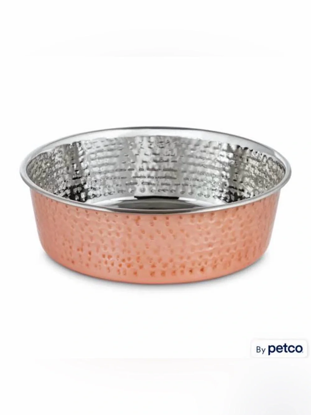EveryYay Dining In Copper-Plated and Hammered Stainless-Steel Dog Bowl, 11 Cups